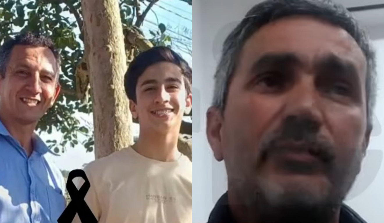 À esquerda, Claudecir e Felipe. Claudecir é o homem que foi morto pelo vizinho com dois tiros nas costas. Ele é um homem branco de cabelo cinza e usa uma camisa azul. Felipe é um garoto branco de cabelo preto com camiseta amarela. À direita, Paulo Cesar da Silva, denunciado por matar pai e filho e que está internado em hospital psiquiátrico.