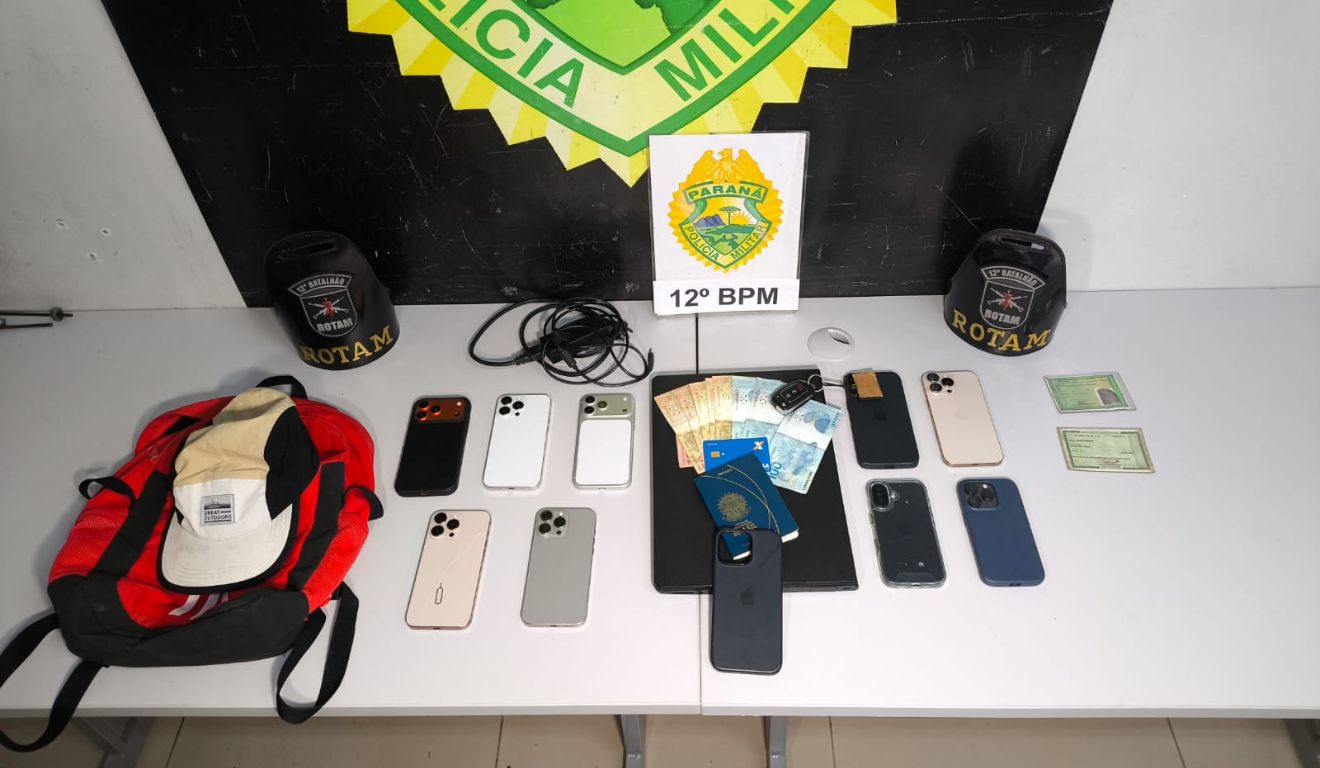 celulares recuperados pela polícia após furto de quadrilha que jogador foi preso