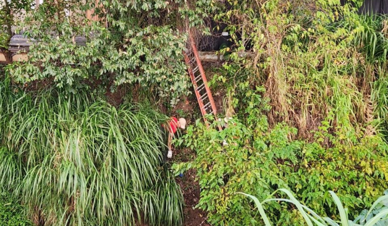 Bombeiro retirando o corpo de jovem encontrado morto às margens do Rio Palmital, em Pinhais.