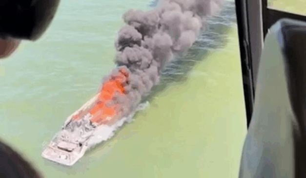 lancha pega fogo litoral Paraná