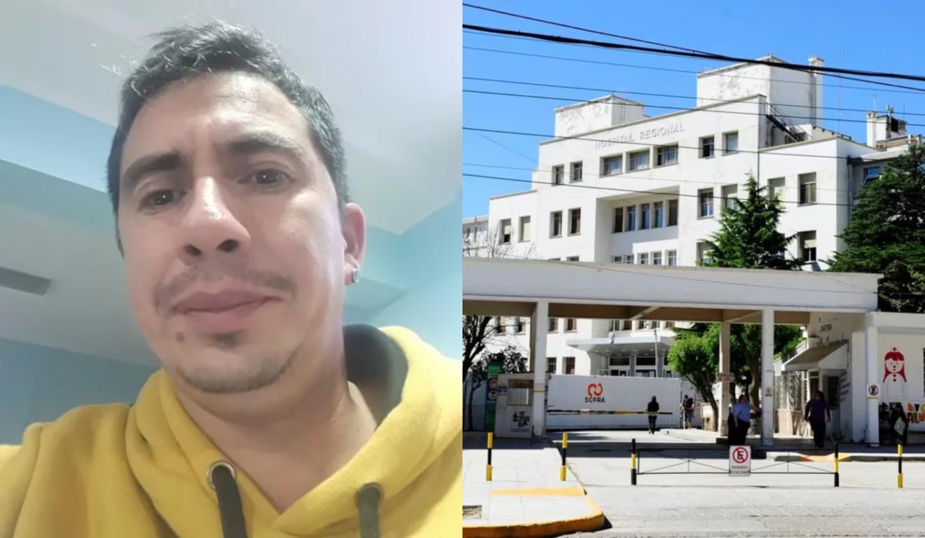 Colagem de homem e hospital.