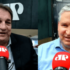 João Arthur Mohr, superintendente da Fiep, e presidente do Sistema Fiep, Edson Vasconcelos, durante entrevista no podcast Momento Indústria, do Sistema Fiep