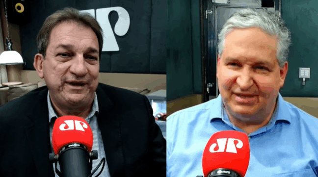 João Arthur Mohr, superintendente da Fiep, e presidente do Sistema Fiep, Edson Vasconcelos, durante entrevista no podcast Momento Indústria, do Sistema Fiep