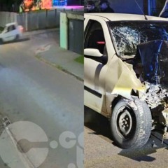 Motorista bateu carro em poste após quase atropelar motociclista.