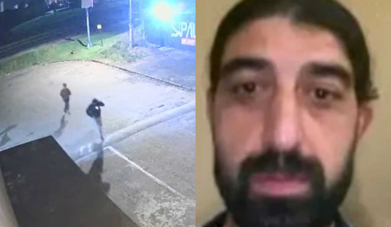 Suspeitos de matar motorista de aplicativo estrangeiro correndo e vítima ao lado em montagem