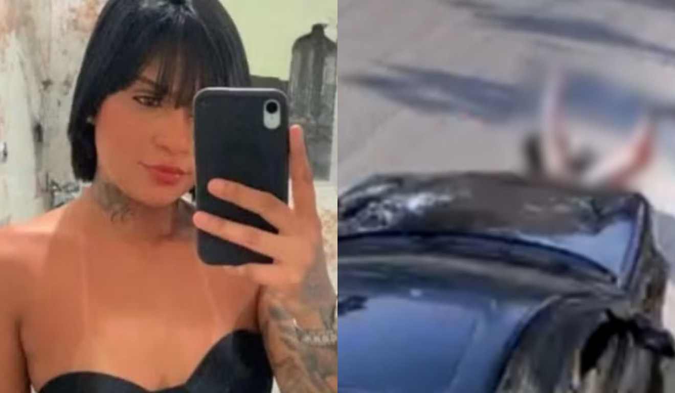 Colagem mulher arrastada.