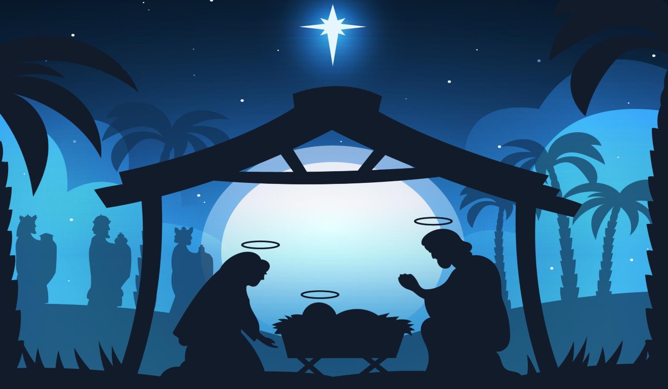 ilustração com foto de presépio cristão