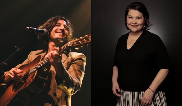 colagem com fotos dos cantores tiago iorc e marilia vargas