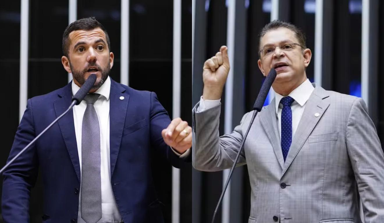 Montagem com fotos dos deputados Sóstenes Cavalcante e Carlos Jordy