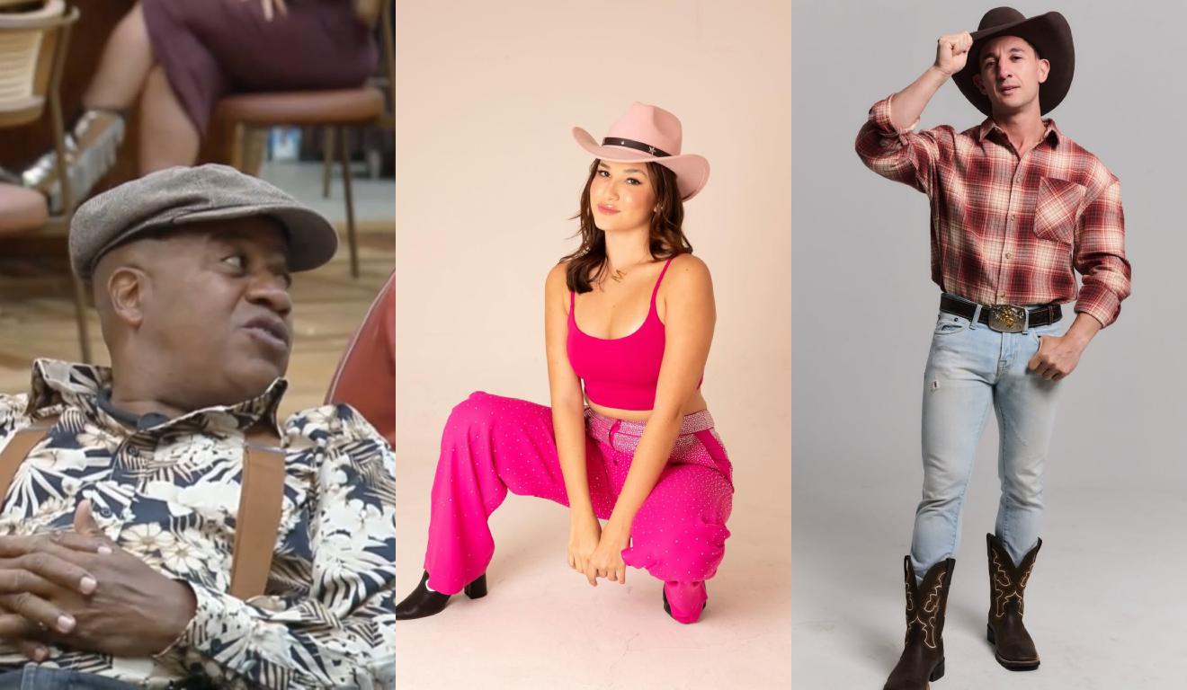 Colagem com peões na roça.