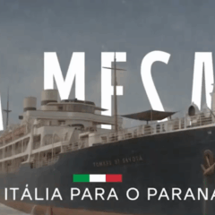 Capa da s&eacute;rie documental "&Agrave; Mesa: Da It&aacute;lia para o Paran&aacute;", produ&ccedil;&atilde;o que resgata a imigra&ccedil;&atilde;o italiana no estado.