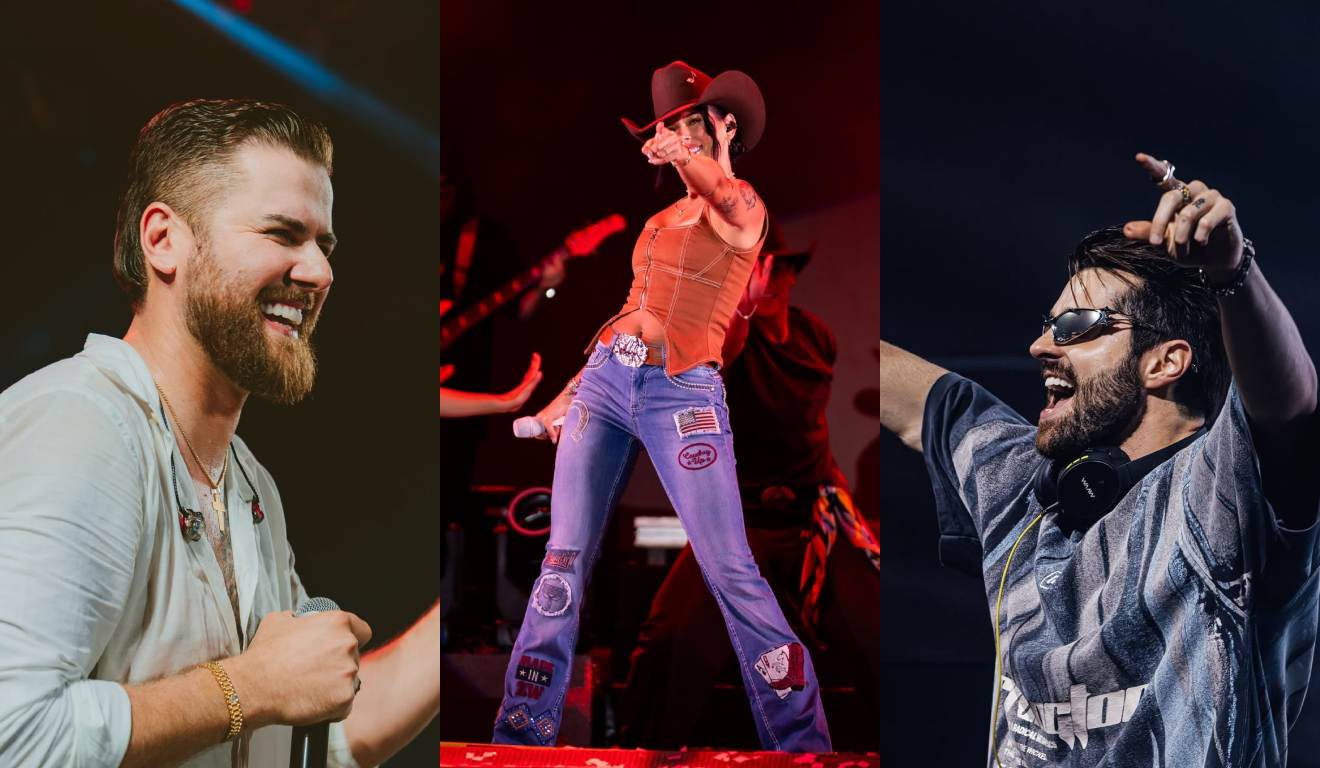 Colagem com cantores.