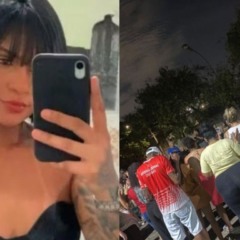 colagem com foto de Taynara Souza Santos, de 31 anos e vigília realizada para a pedir pela recuperação dela