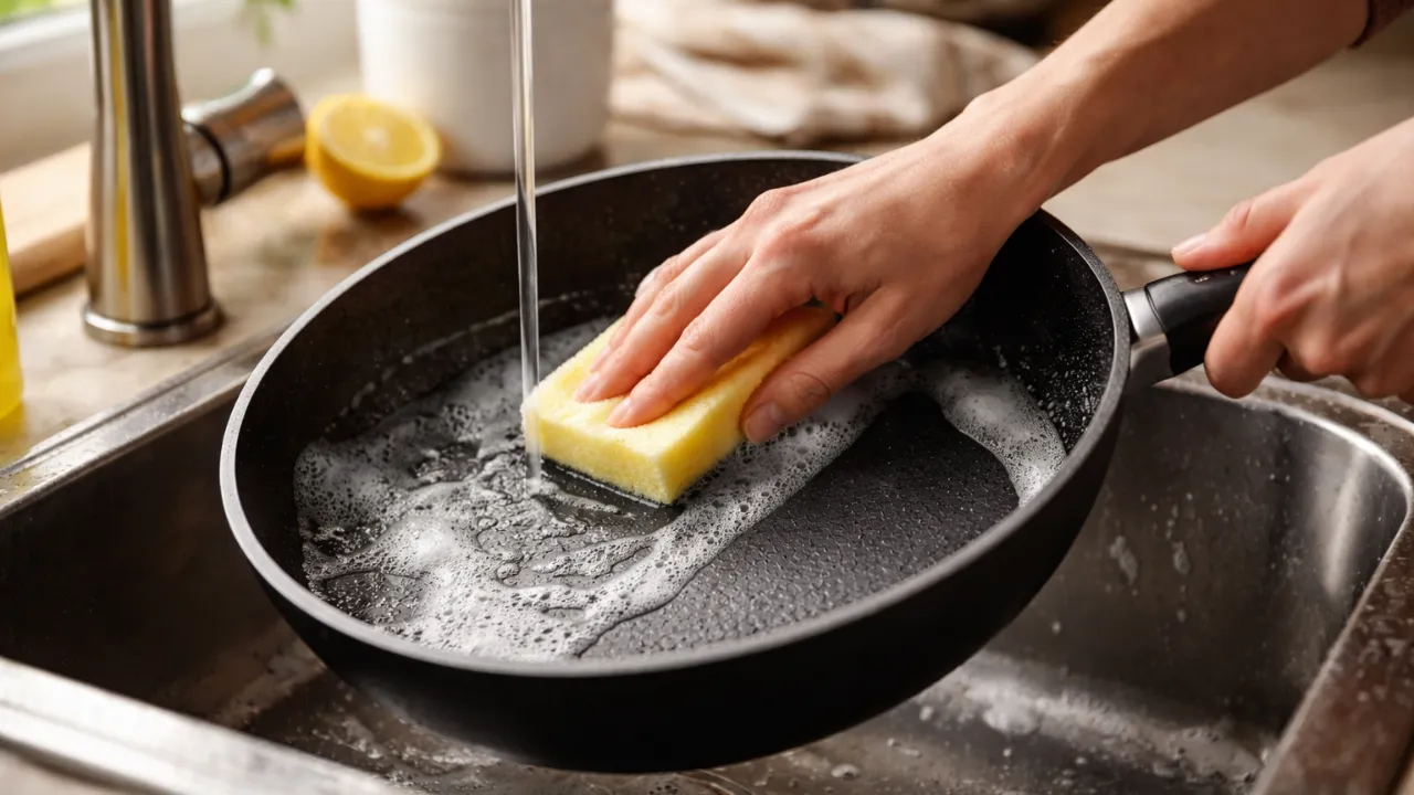 4 erros ao lavar panelas antiaderentes que reduzem drasticamente a vida útil delas