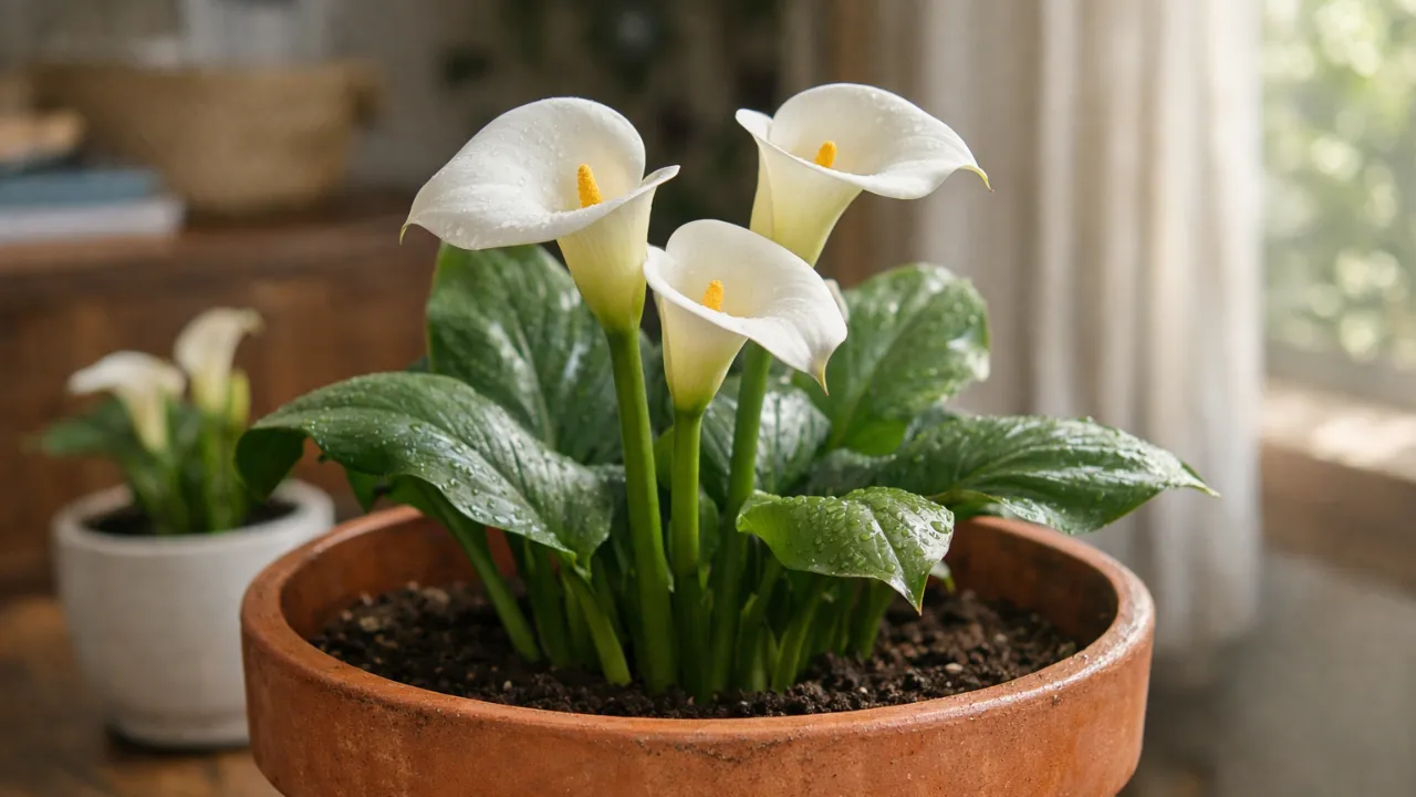 O vaso 5 cm mais largo que atrasa o desenvolvimento do copo-de-leite