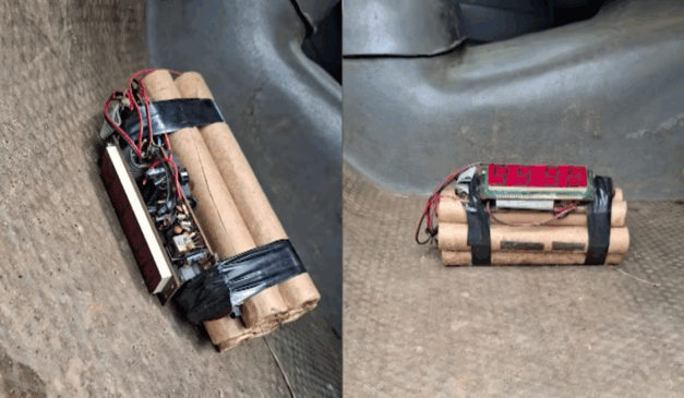 Imagens do artefato similar a bomba encontrado em Ponta Grossa, no Paraná.