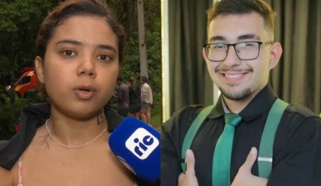 Montagem com fotos de Thayana amiga do jovem desaparecido no Pico Paraná, Roberto Farias Thomaz