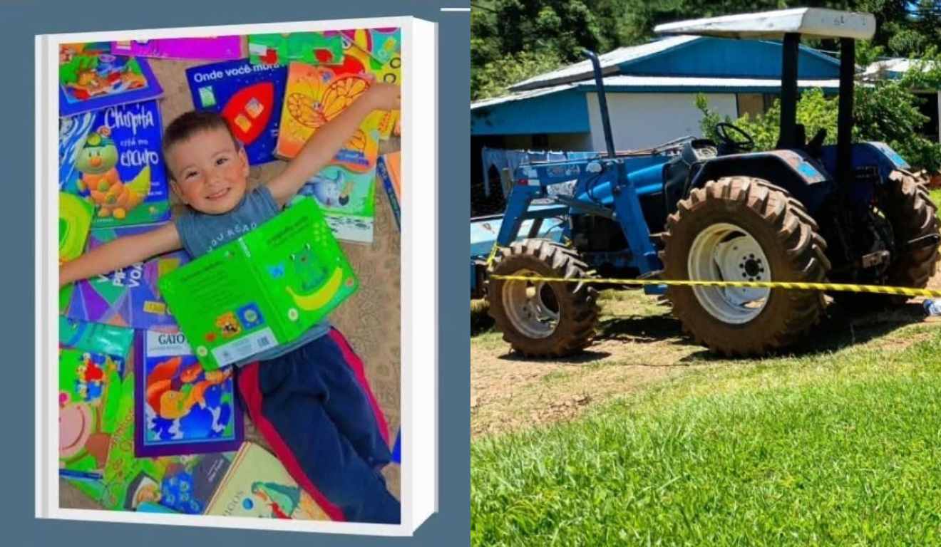Cartão de velório e sepultamento da criança de 4 anos atropelada por trator no interior de Santa Catarina