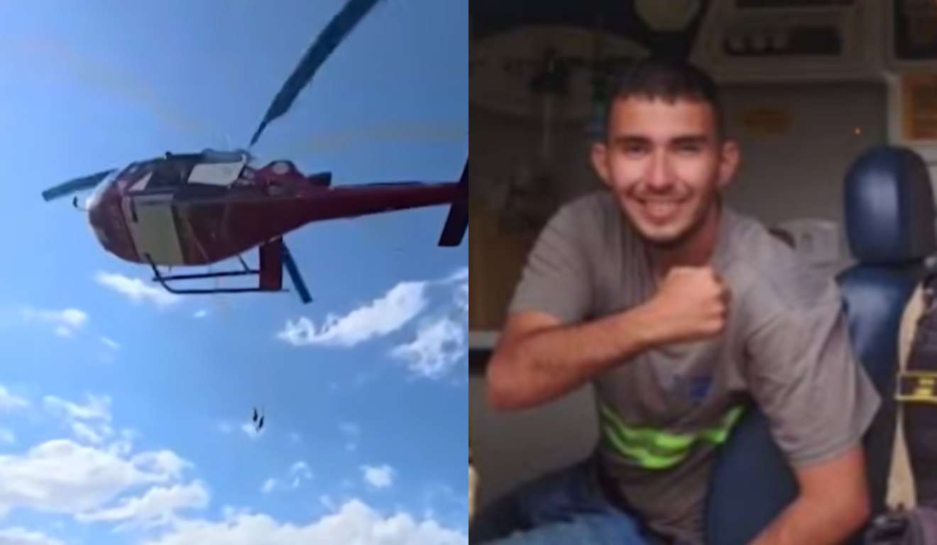 Corpo de Bombeiros resgatando jovem que estava desaparecido no Pico Paraná