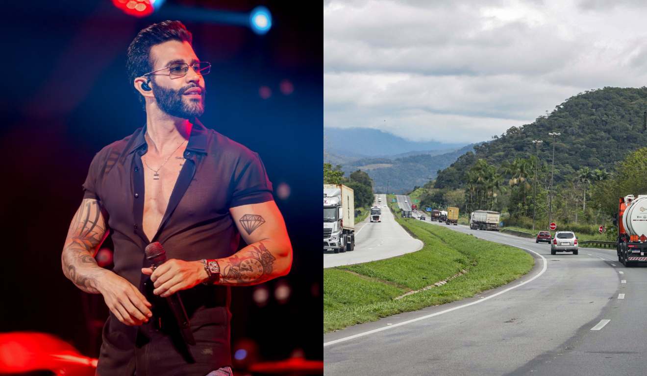 Gusttavo Lima durante show e caminho para o litoral do Paraná