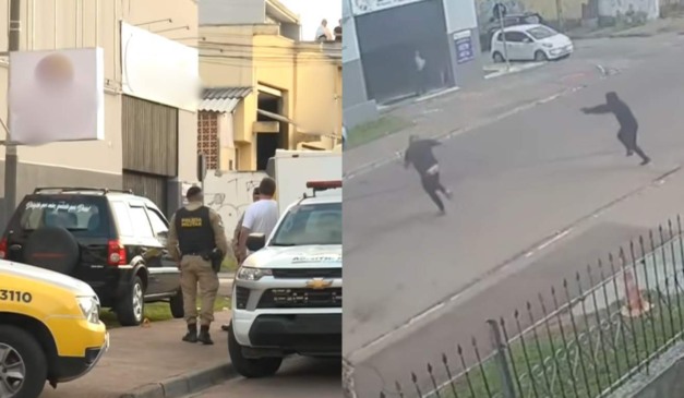 Local em que homem foi morto a tiros no Sítio Cercado e momento da morte em montagem