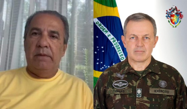 Silas Malafaia e comandante de exército em montagem de imagem