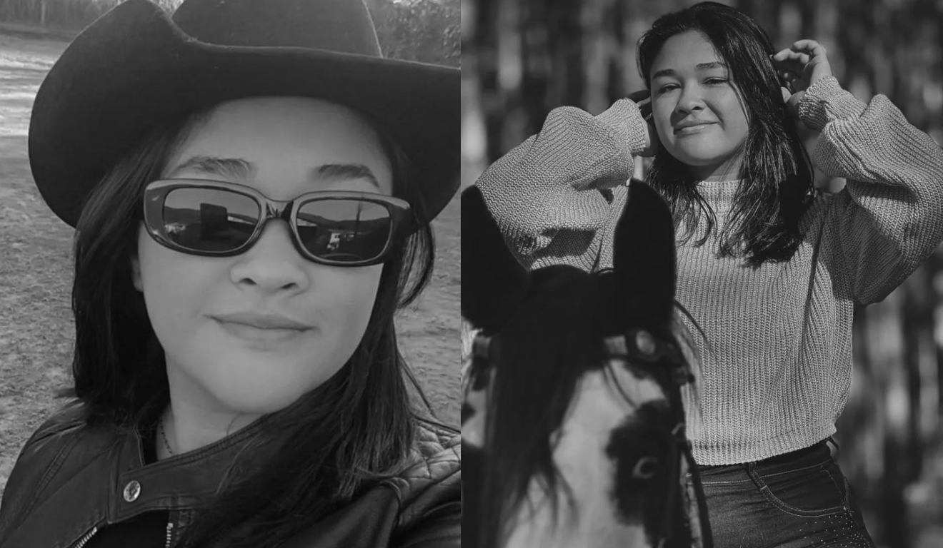 Jovem morta em piscina com óculos escuro e chapéu