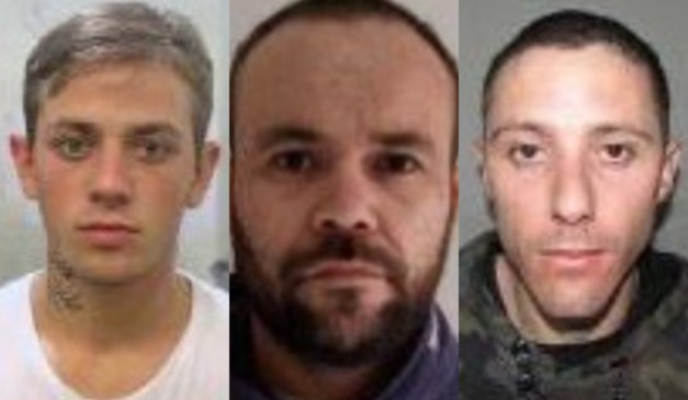 Montagem com fotos de suspeitos de duplo homicídio em Curitiba