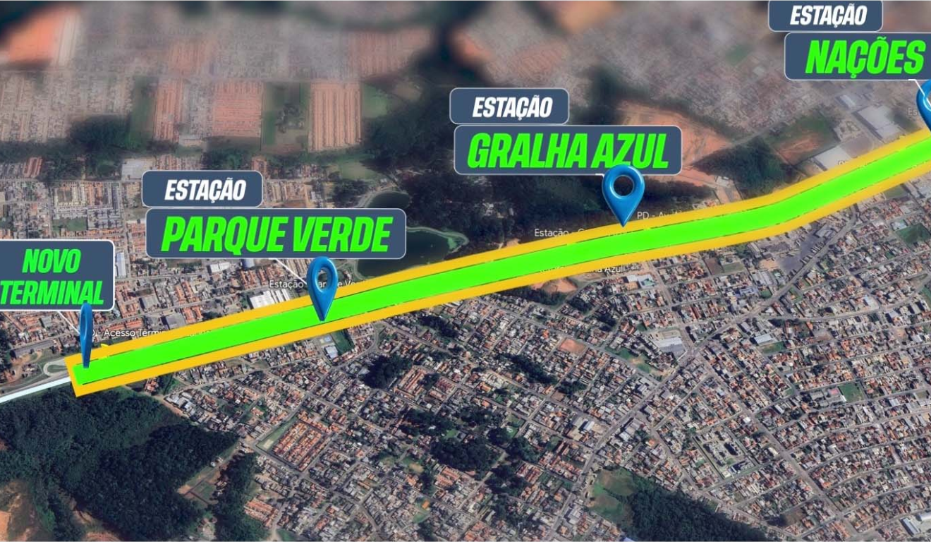 Eixo Curitiba-Fazenda Rio Grande do projeto que liga Curitiba a dois municípios da RMC.