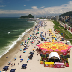 arena mundo ric, na praia brava de caiob&aacute;, em matinhos, vista de cima, com imagem de drone, durante o dia ensolarado e o mar esverdiado