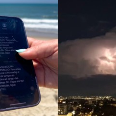 Celular notificando risco de temporal e raios antes de temporal no litoral do Paran&aacute;