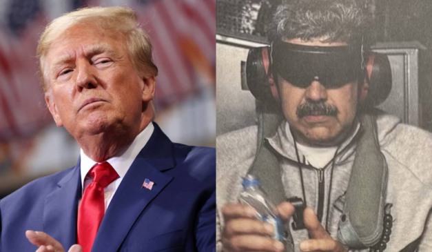 Montagem com fotos de Donald Trump e Nicolás Maduro