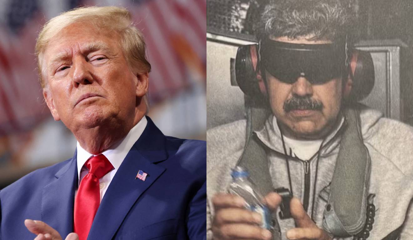 Montagem com fotos de Donald Trump e Nicolás Maduro