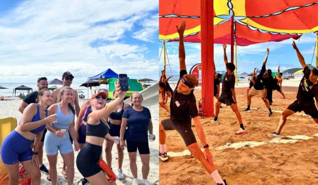 Atletas no treinão da Maratona Internacional do Paraná na Arena Mundo Ric