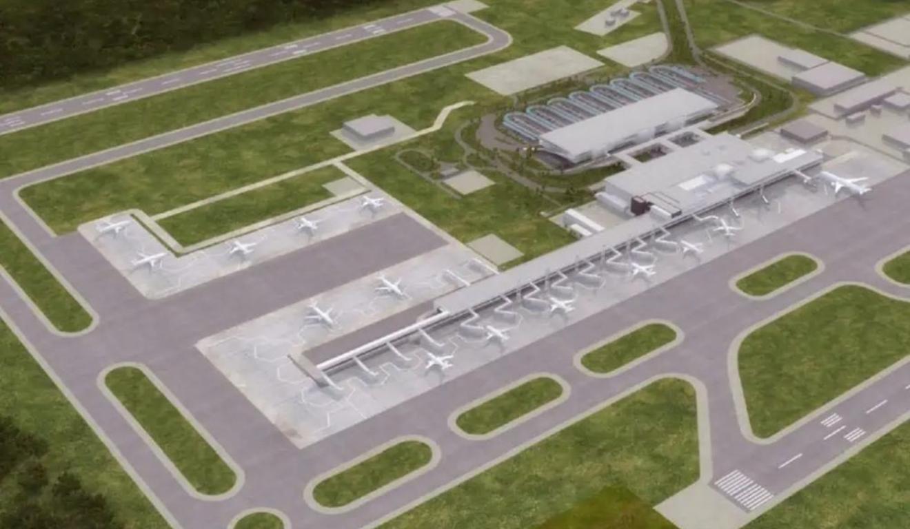 Imagem computadorizada do projeto de construção da terceira pista do Aeroporto Afonso Pena