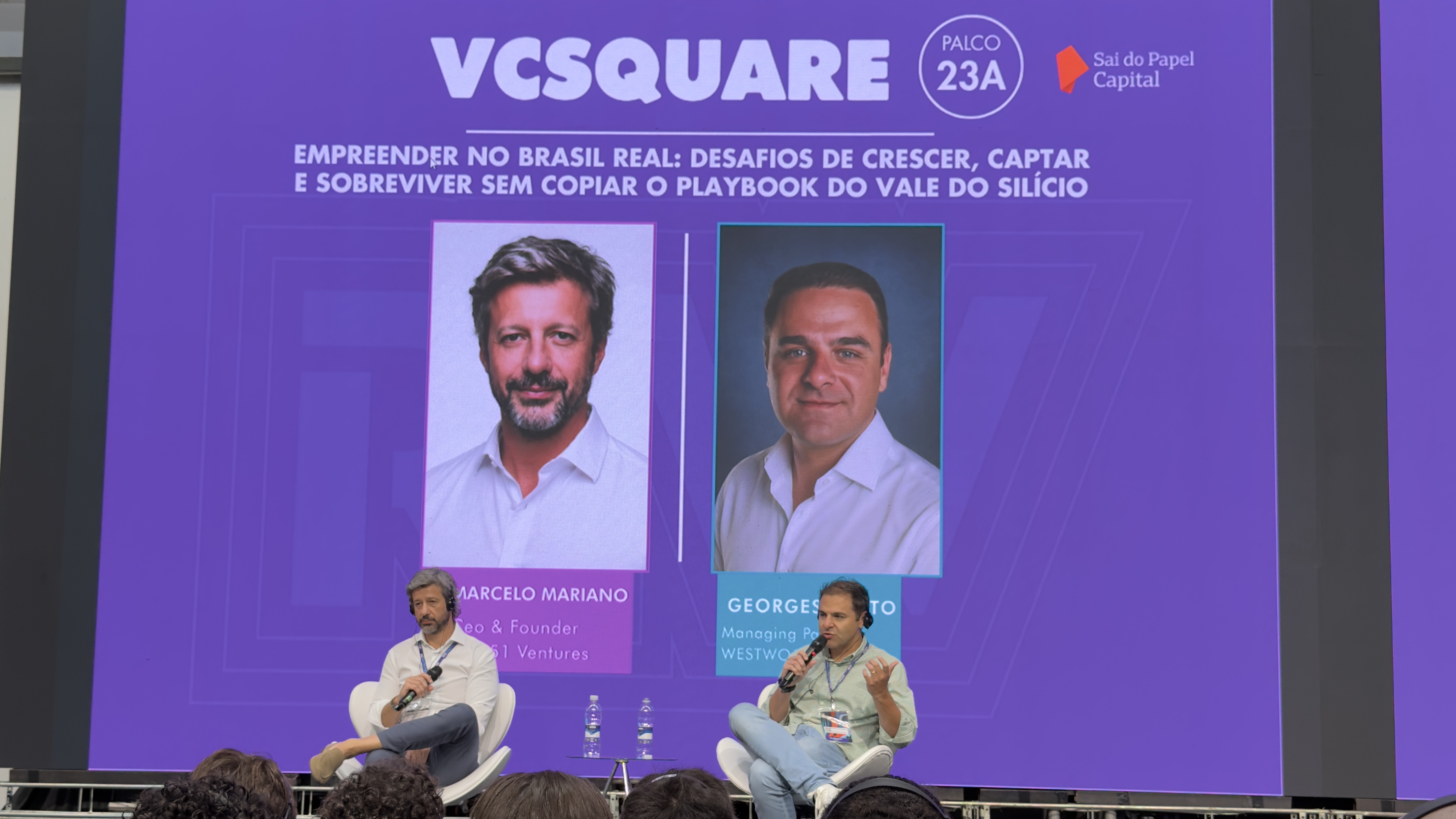 Georges Kalache Netto e Marcelo Mariano durante painel sobre empreendedorismo no Brasil no Rio Innovation Week 2026