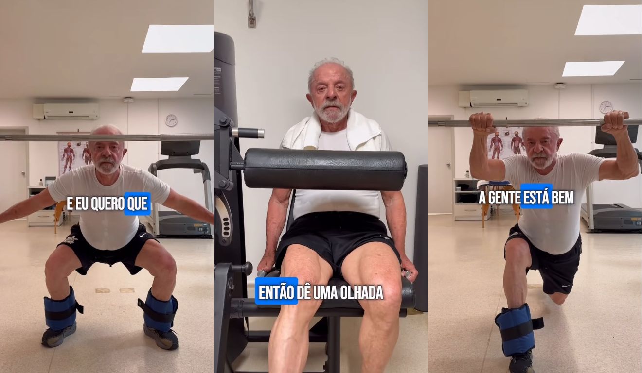 “Não é clone, é ele mesmo”: Janja mostra Lula malhando de bermuda do Corinthians