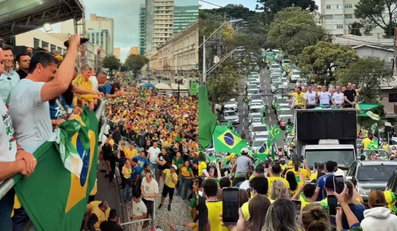 Ato pró-Flávio em Curitiba passa por locais ligados à Lava Jato; veja vídeos
